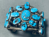 One Of The Best Ever Vintage Native American Navajo Cluster Turquoise Sterling Silver Bracelet-Nativo Arts