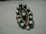 Incredible Vintage Zuni Native American Turquoise Sterling Silver Ring Old-Nativo Arts