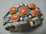 Important Jeanette Dale Navajo Coral Sterling Silver Native American Bracelet-Nativo Arts