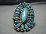Tremendous Vintage Zuni Native American Sterling Silver Turquoise Ring-Nativo Arts