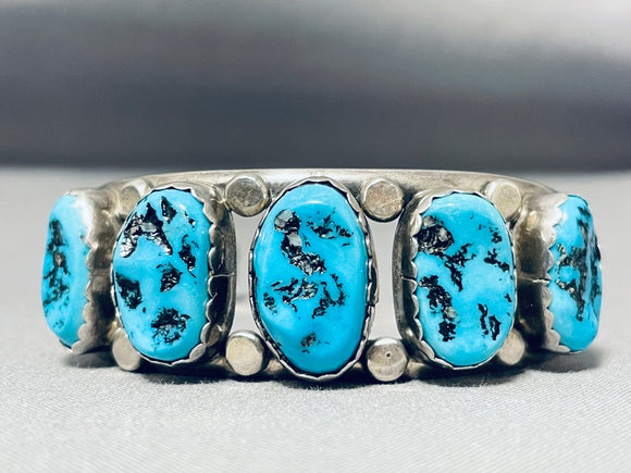 Remarkable Vintage Native American Navajo Sleeping Beauty Turquoise Sterling Silver Bracelet-Nativo Arts