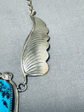 Fantastic Vintage Native American Navajo Sleeping Beauty Turquoise Sterling Silver Necklace-Nativo Arts