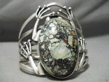 Huge Frog Turquoise Vintage Native American Navajo Sterling Silver Bracelet Old-Nativo Arts