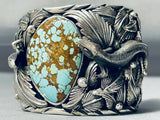 Detail Heavy 208 Grams Native American Lizard Turquoise Sterling Silver Bracelet-Nativo Arts