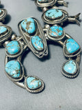 200 Grams Gasp! Vintage Native American Navajo Turquoise Sterling Silver Squash Blossom Necklace-Nativo Arts