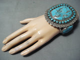 One Of The Best Vintage Native American Navajo #8 Turquoise Sterling Silver Bracelet-Nativo Arts