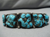 Superior Vintage Native American Navajo Ocean Seafoam Turquoise Sterling Silver Bracelet-Nativo Arts