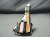 One Of The Best Vintage Native American Navajo Turquoise Inlay Sterling Silver Ring-Nativo Arts
