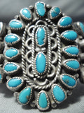 Very Small Wrist Vintage Native American Navajo Turquoise Sterling Silver Baby Bracelet Old-Nativo Arts