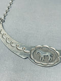 Exceptional Vintage Native American Navajo Sterling Silver Horse Necklace Signed-Nativo Arts