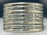 8 Rail Vintage Native American Navajo Hand Tooled Sterling Silver Bracelet Old-Nativo Arts