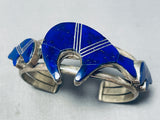 Jonny Peters Vintage Native American Navajo Lapis Brownbear Sterling Silver Bracelet-Nativo Arts