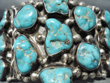Nora Nelson Vintage Native American Navajo Blue Gem Turquoise Sterling Silver Bracelet-Nativo Arts