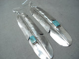 Monumental Navajo Royston Turquoise Sterling Silver Earrings Native American-Nativo Arts