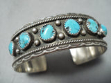Stunning Vintage Native American Navajo Old Kingman Turquoise Sterling Silver Bracelet-Nativo Arts