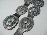 Sensational Vintage Native American Navajo Kingman Turquoise Sterling Silver Concho Belt Old-Nativo Arts