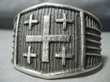 Magnificent Navajo Sterling Silver Wide Cross Bracelet Native American-Nativo Arts