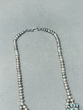 Petite Vintage Native American Zuni Turquoise Sterling Silver Squash Blossom Necklace-Nativo Arts