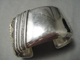 Authentic Vintage Native American Navajo Heavy Sterling Silver Thomas Singer Bracelet Gold Old-Nativo Arts