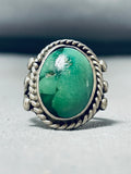 Rare Old Vintage Native American Navajo Green Turquoise Sterling Silver Ring-Nativo Arts