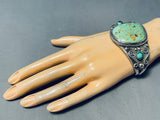 Superior Vintage Native American Navajo Green Turquoise Sterling Silver Bracelet-Nativo Arts