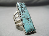 Native American One Of The Tallest Spiderweb Turquoise Sterling Silver Ring-Nativo Arts