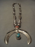 Earlier 1900's Hand Tooled Native American Jewelry Silver Bead Turquoise Necklace Old-Nativo Arts