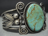 Earlier 1900's Vintage Native American Jewelry Navajo Royston Turquoise Sterling Silver Bracelet Old-Nativo Arts