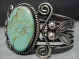 Earlier 1900's Vintage Native American Jewelry Navajo Royston Turquoise Sterling Silver Bracelet Old-Nativo Arts