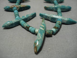 Earlier 1900's Vintage Native American Navajo Fetish Bird Turquoise Sterling Silver Necklace Old-Nativo Arts