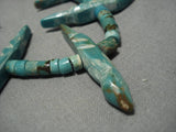 Earlier 1900's Vintage Native American Navajo Fetish Bird Turquoise Sterling Silver Necklace Old-Nativo Arts