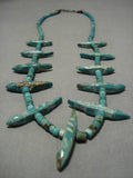 Earlier 1900's Vintage Native American Navajo Fetish Bird Turquoise Sterling Silver Necklace Old-Nativo Arts