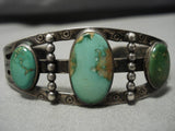 Earlier 1900's Vintage Native American Navajo Royston Turquoise Sterling Silver Bracelet Old-Nativo Arts