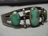 Earlier 1900's Vintage Native American Navajo Royston Turquoise Sterling Silver Bracelet Old-Nativo Arts