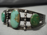 Earlier 1900's Vintage Native American Navajo Royston Turquoise Sterling Silver Bracelet Old-Nativo Arts