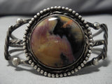 Earlier 1900's Vintage Native American Navajo Sterling Silver Petrified Wood Bracelet Old-Nativo Arts