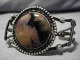 Earlier 1900's Vintage Native American Navajo Sterling Silver Petrified Wood Bracelet Old-Nativo Arts