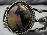Earlier 1900's Vintage Native American Navajo Sterling Silver Petrified Wood Bracelet Old-Nativo Arts