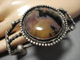 Earlier 1900's Vintage Native American Navajo Sterling Silver Petrified Wood Bracelet Old-Nativo Arts