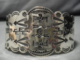 Earlier 1900's Vintage Native American Navajo Waving Sterling Silver Bracelet Old-Nativo Arts