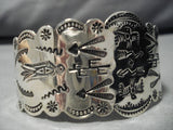 Earlier 1900's Vintage Native American Navajo Waving Sterling Silver Bracelet Old-Nativo Arts
