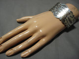 Earlier 1900's Vintage Native American Navajo Waving Sterling Silver Bracelet Old-Nativo Arts