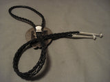 Earlier 1900's Vintage Navajo Men's Persian Turquoise Native American Jewelry Silver Bolo Tie Old-Nativo Arts
