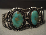 Earlier 1900's Vintage Navajo Native American Jewelry jewelry 'Natural Green Turquoise' Siver Bracelet-Nativo Arts