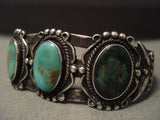 Earlier 1900's Vintage Navajo Native American Jewelry jewelry 'Natural Green Turquoise' Siver Bracelet-Nativo Arts