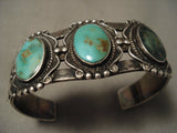 Earlier 1900's Vintage Navajo Native American Jewelry jewelry 'Natural Green Turquoise' Siver Bracelet-Nativo Arts