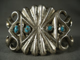 Earlier 1900's Vintage Navajo 'Natural Bisbee Turquoise' Native American Jewelry Silver Bracelet-Nativo Arts