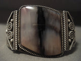 Earlier 1900's Vintage Navajo Petrified Wood Native American Jewelry Silver Bracelet-Nativo Arts