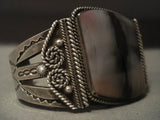Earlier 1900's Vintage Navajo Petrified Wood Native American Jewelry Silver Bracelet-Nativo Arts