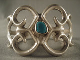 Earlier 1900's Vintage Navajo Turquoise Native American Jewelry Silver Bracelet Old-Nativo Arts